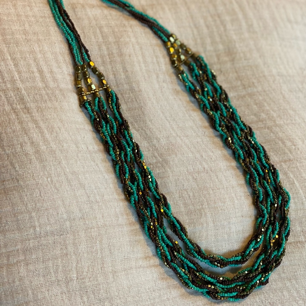 Long beaded statement necklace